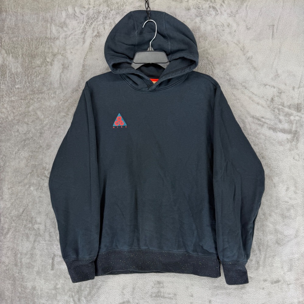 Nike ACG Black Pullover Hoodie Speckled Hem Logo Fleece AT5500-010 Mens Size‎ M